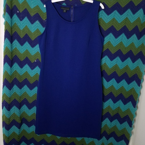 Nwot! Blue textured sheath dress Sz L - Picture 2 of 8